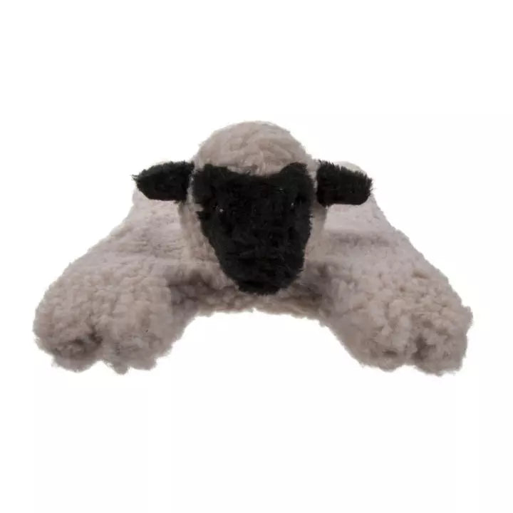 goDog Barnyard Flats Durable Squeaky Plush Dog Toy, Lamb