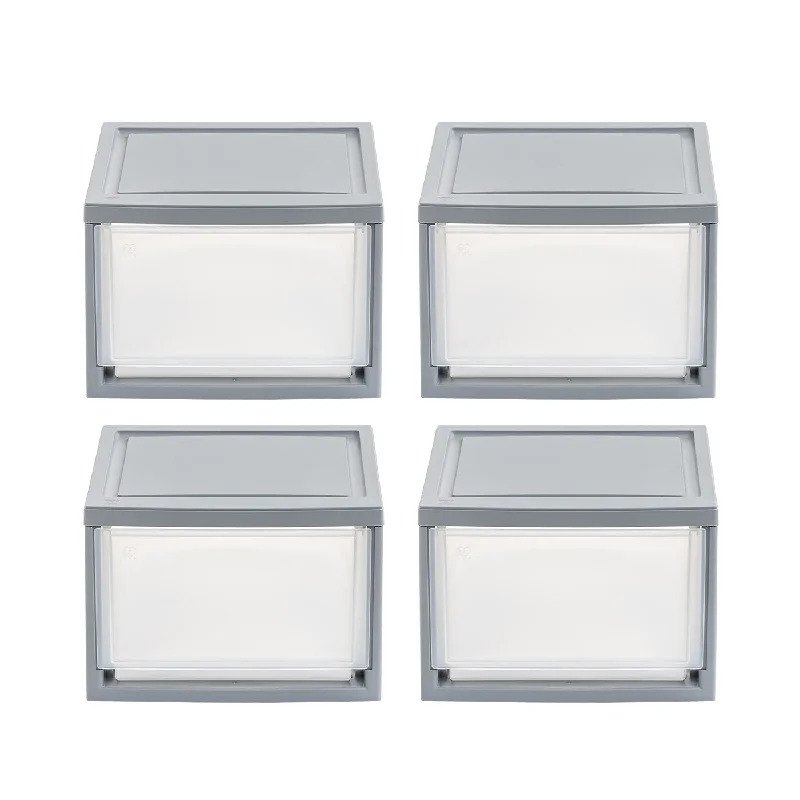 11.88" W Gray Stackble Storage Drawer, Pack of 4