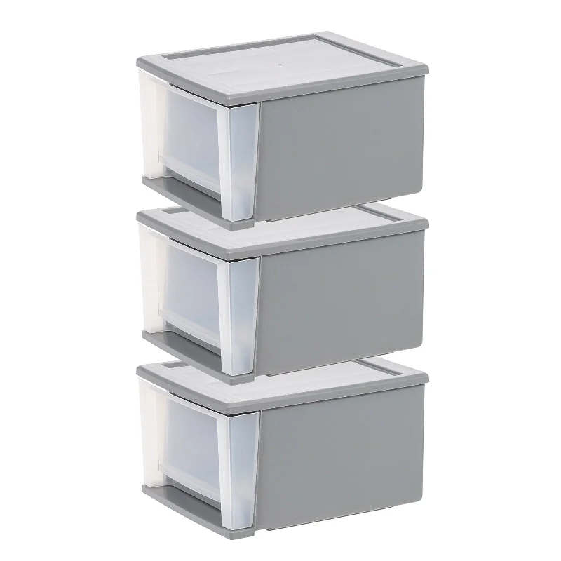 12" W Stackable Storage Drawer, Pack of 3