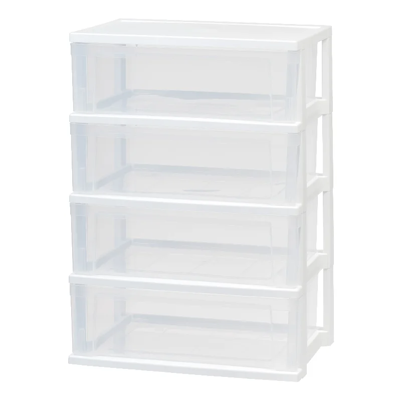 4-Drawer Stacking Wide Chest, White