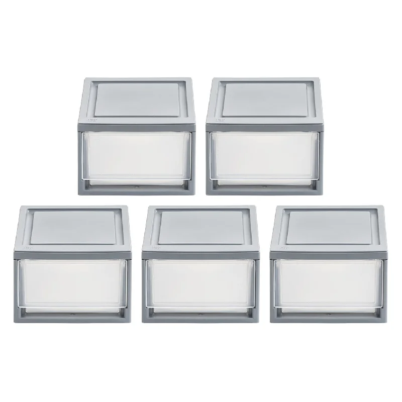 8.50" W Gray Stackable Storage Drawer, Pack of 5