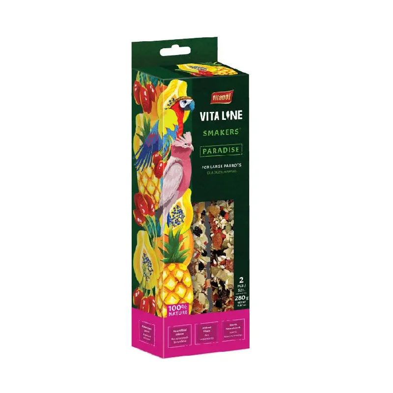 A & E Cages Vitapol Vita Line Smakers Paradise for Large Parrots 280 g, 2 pk