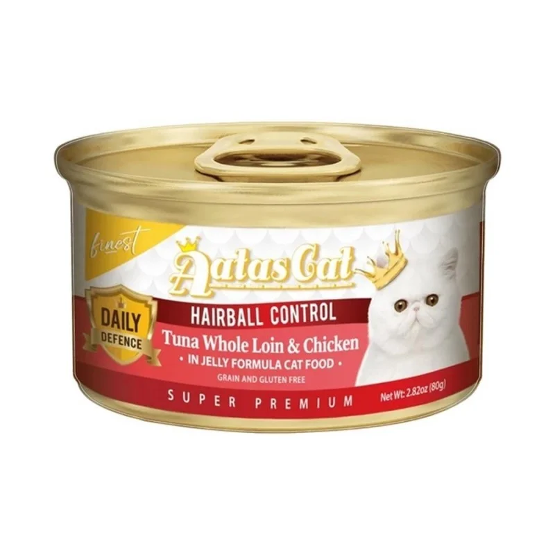 Aatas Cat Daily Defence Hairball Control Tuna Whole Loin & Chicken In Jelly Canned Cat Food