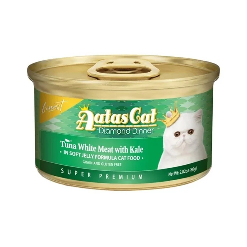 Aatas Cat Diamond Dinner Tuna White Meat With Kale In Soft Jelly Canned Cat Food