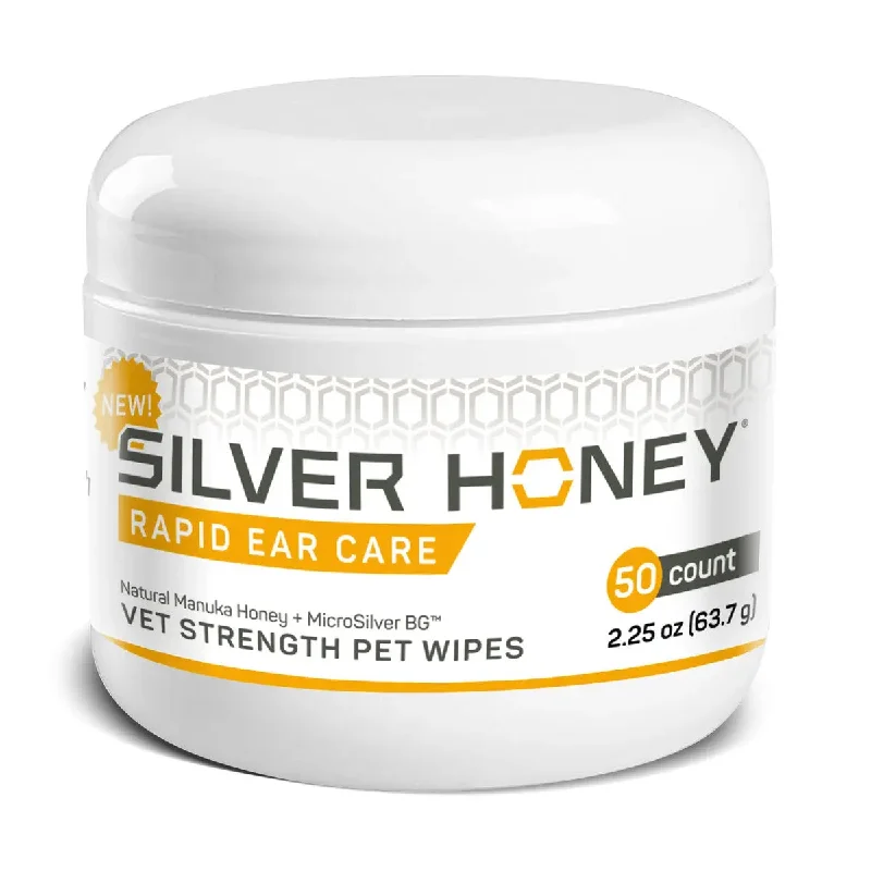 Absorbine Pet Silver Honey Rapid Ear Care Vet Strength Pet Wipes, 50ct,