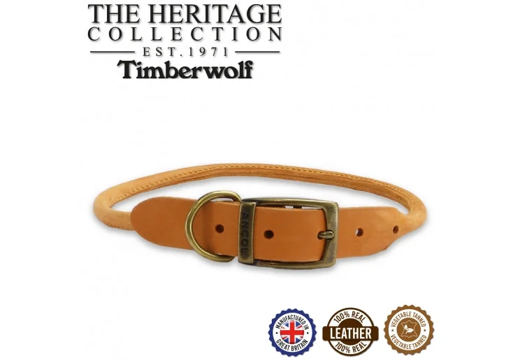 Ancol - Timberwold Round Leather Collar - Mustard - Size 4