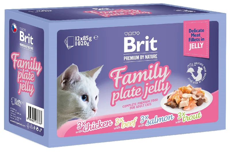 BRIT PREMIUM By Nature Pachet plicuri pisici, Family Plate, jeleu 1020g (12x85g)