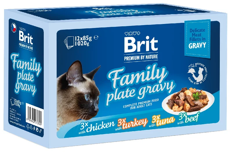 BRIT PREMIUM By Nature Pachet plicuri pisici, Family Plate, sos 1020g (12x85g)