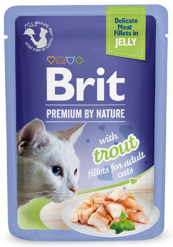 BRIT PREMIUM By Nature plic pentru pisici adulte, file cu Păstrăv în jeleu 85g