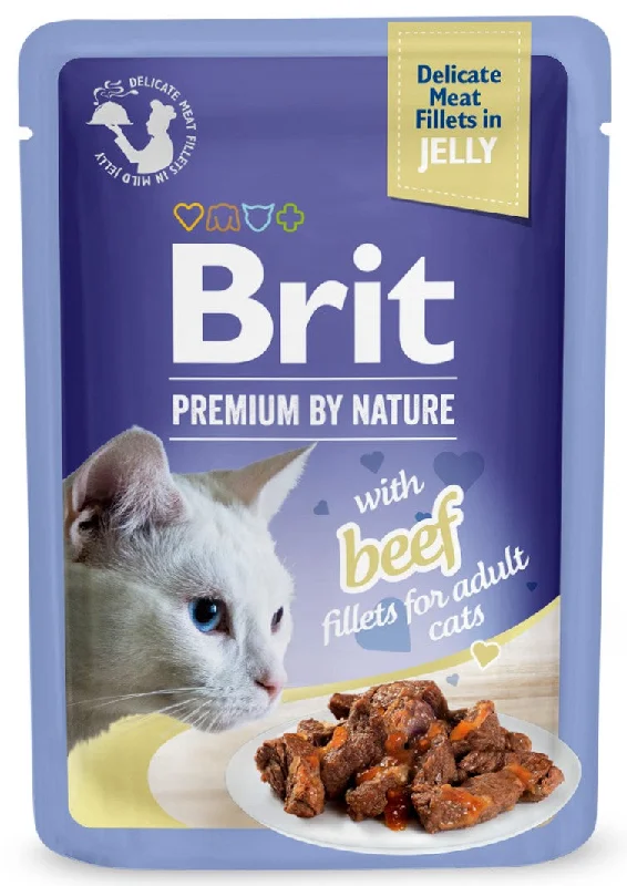 BRIT PREMIUM By Nature plic pentru pisici adulte, file cu Vită în jeleu 85g