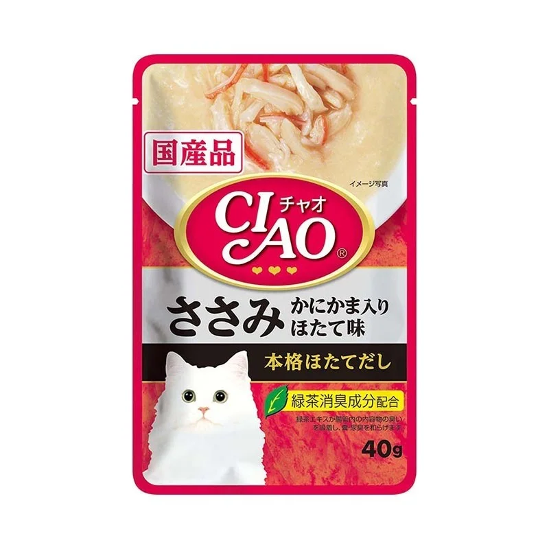 Ciao Creamy Soup Pouch Chicken Fillet With Scallop & Crab Stick Pouch Cat Food