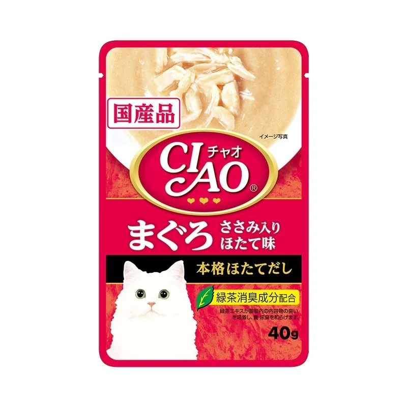 Ciao Creamy Soup Pouch Tuna & Chicken Fillet With Scallop Pouch Cat Food