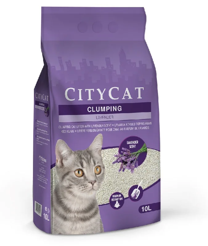 CITYCAT Lavander, grudajući mineralni pijesak za mačke, mirisni, 10l