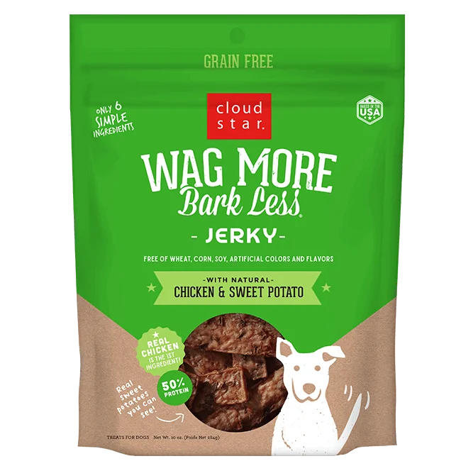 Cloud Star Wag More Bark Less Grain Free Chicken & Sweet Potato Jerky Dog Treats, 10oz