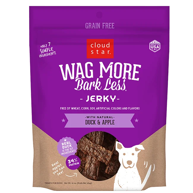 Cloud Star Wag More Bark Less Grain Free Duck & Apple Jerky Dog Treats, 10oz