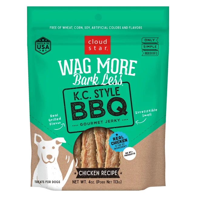 Cloud Star Wag More Bark Less K.C. Style BBQ Chicken Recipe Jerky Dog Treats, 10oz