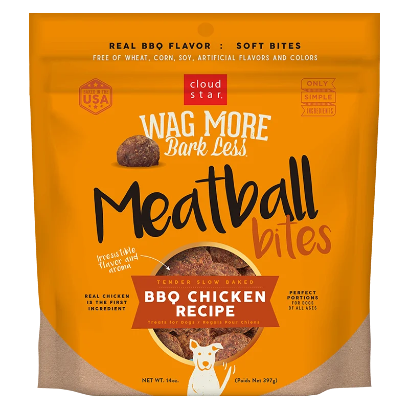 Cloud Star Wag More Bark Less Meat Balls Grain Free Soft & Chewy Dog Treats with Chicken, 14oz