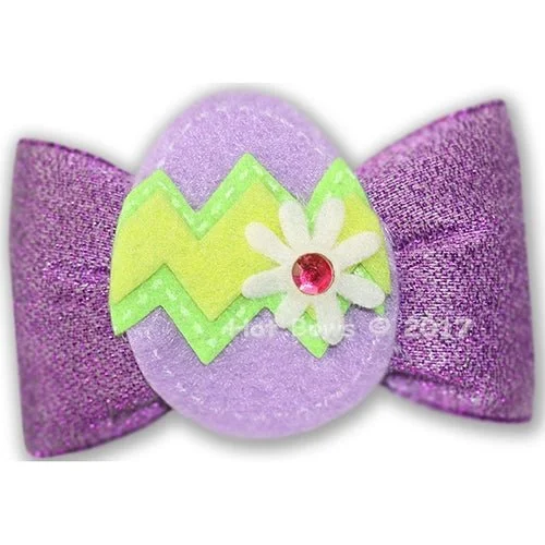 Colored Eggs Hair Bow - Purple