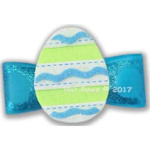 Colored Eggs Hair Bow - Turquoise