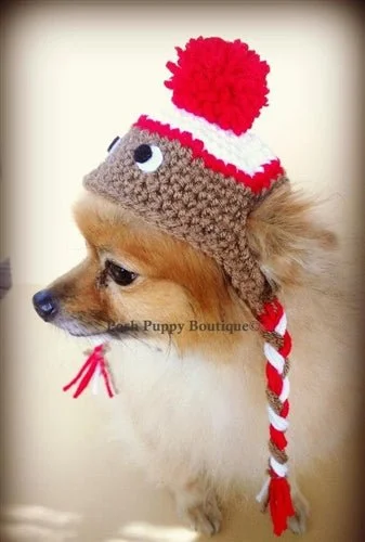 Crochet Sock Monkey Beanie Hat- Many Colors