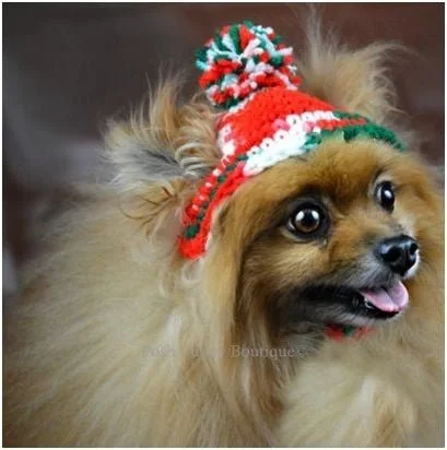 Crochet Striped Beanie Hat- Christmas Spirit