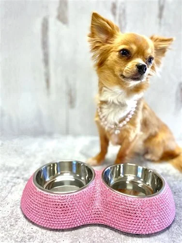 Crystal Dining Bowls in Pink