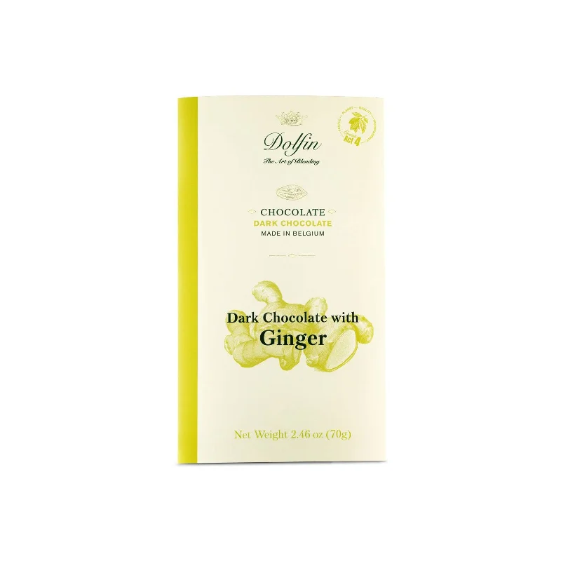 Dolfin Dark Chocolate Bar with Fresh Ginger