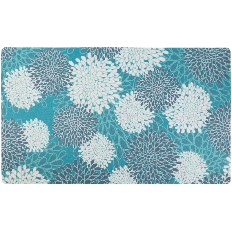 DRYMATE Pet Place Mat, Turquoise Flowers 12"x20"