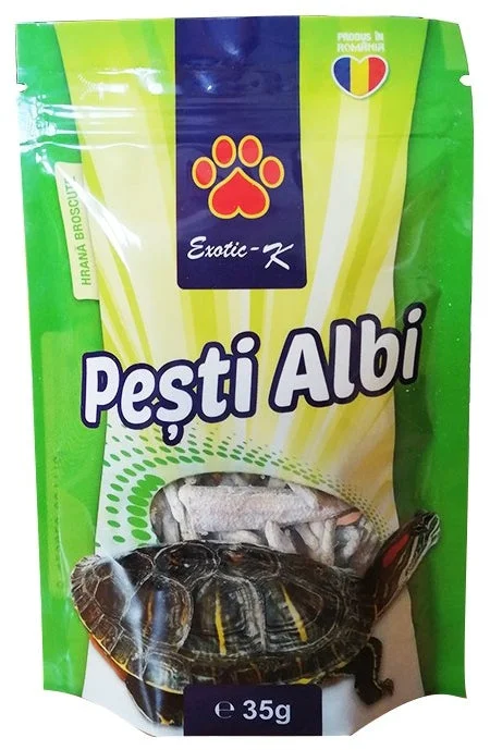 EXOTIC-K Hrană pentru câini, pisici, broscuţe, Peşti Albi Liofilizaţi 35g