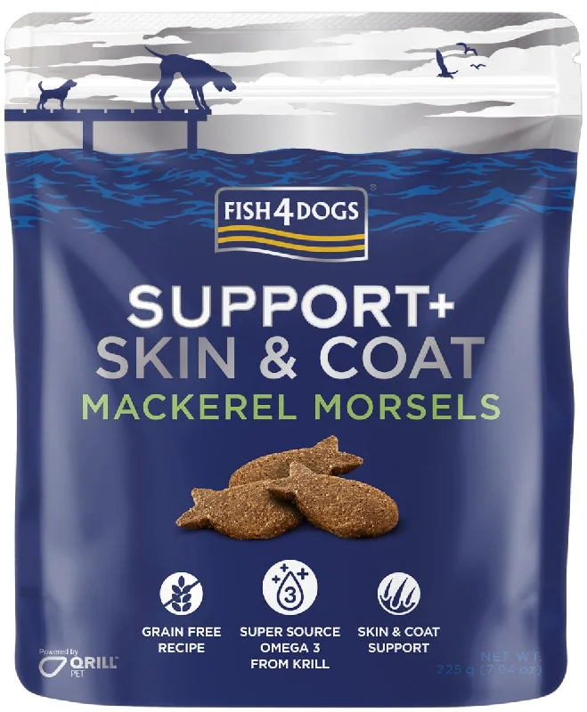 Fish4Dogs | Natural Dog Biscuit | Grain Free Support+ Skin & Coat Health Mackerel Morsels - 225g