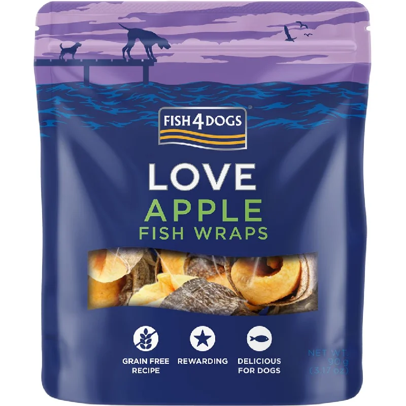 Fish4Dogs | Natural Dog Treat | Love Apple & Fish Wraps 90g