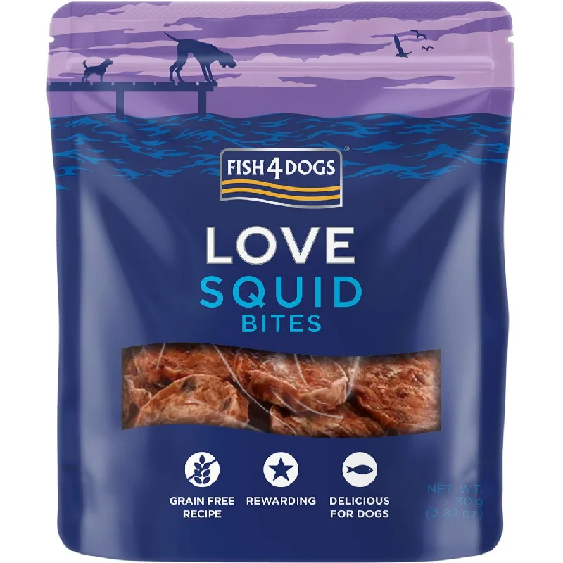 Fish4Dogs | Natural Dog Treat | Love Squid Bites 80g