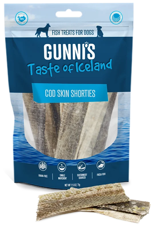 Gunni's Dog Treats Cod Skin Shorties 2.5oz bag