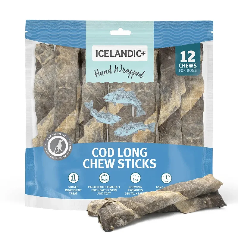 Icelandic+ Fish Dog Treats Cod Skin Hand Wrapped Chew Stick