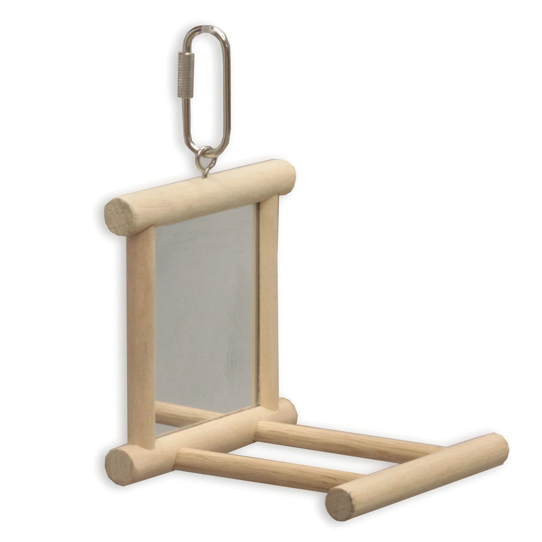 Kazoo Mirror with Wooden Bird Perch Medium