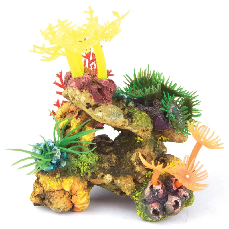 Kazoo Soft Yellow Coral with Plants Mini Fish Tank Ornament