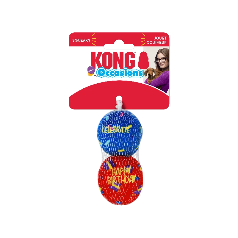 KONG Occasions Plush Dog Balls - Medium - Pack Of 2