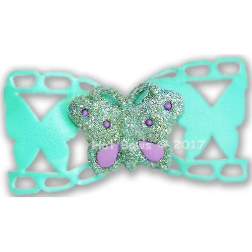 Mint Papillon Clips Hair Bow