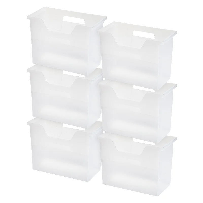 Open Storage Basket, File Organizer, Medium, White Clear, 6 Pack