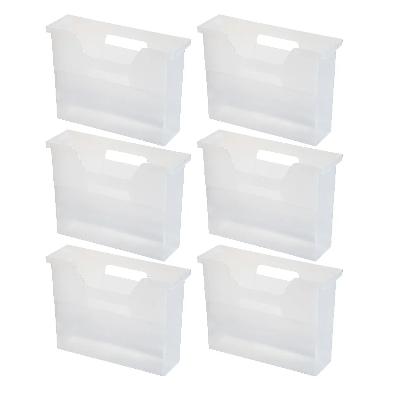 Open Storage Basket, File Organizer, Small, White Clear, 6 Pack