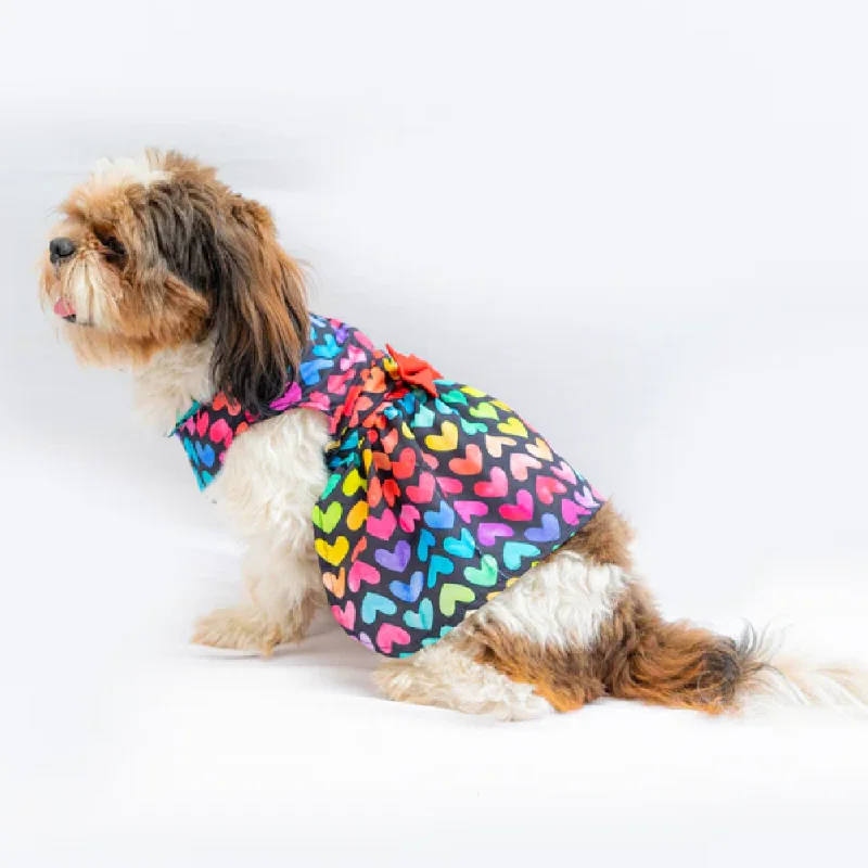 Pawgypet Multi Heart Dress for Dogs (Multi Colour)