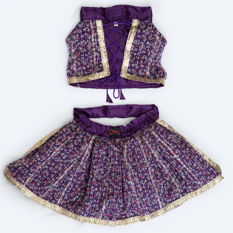 Pawgypets Floral Lehenga for Dogs and Cats (Violet)