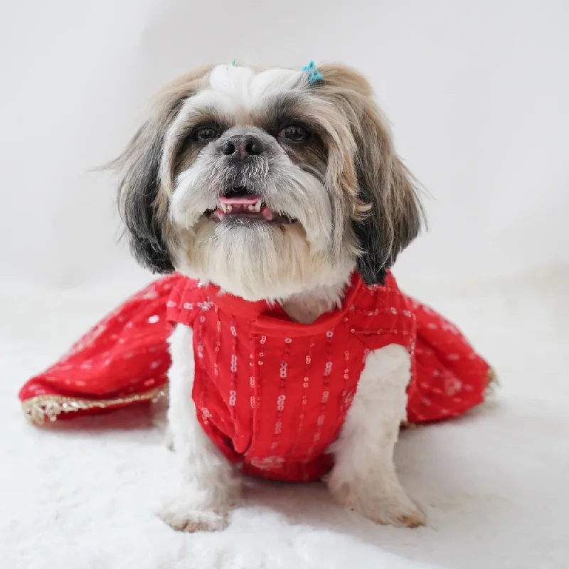 Pawgypets Net Lehenga for Dogs (Red)