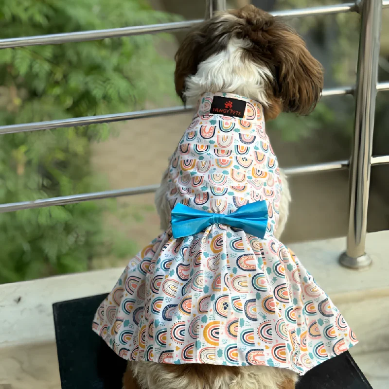 Pawgypets Rainbow Dress for Dogs (Off White)