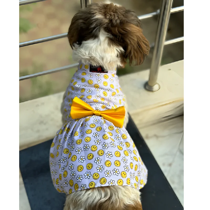 Pawgypets Smiley O Clock Dress for Dogs (Lavender)