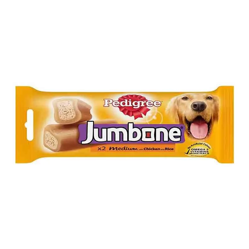 Pedigree Jumbone Adult Dog Treats, Chicken and Rice, 200 g (Pack of 12)