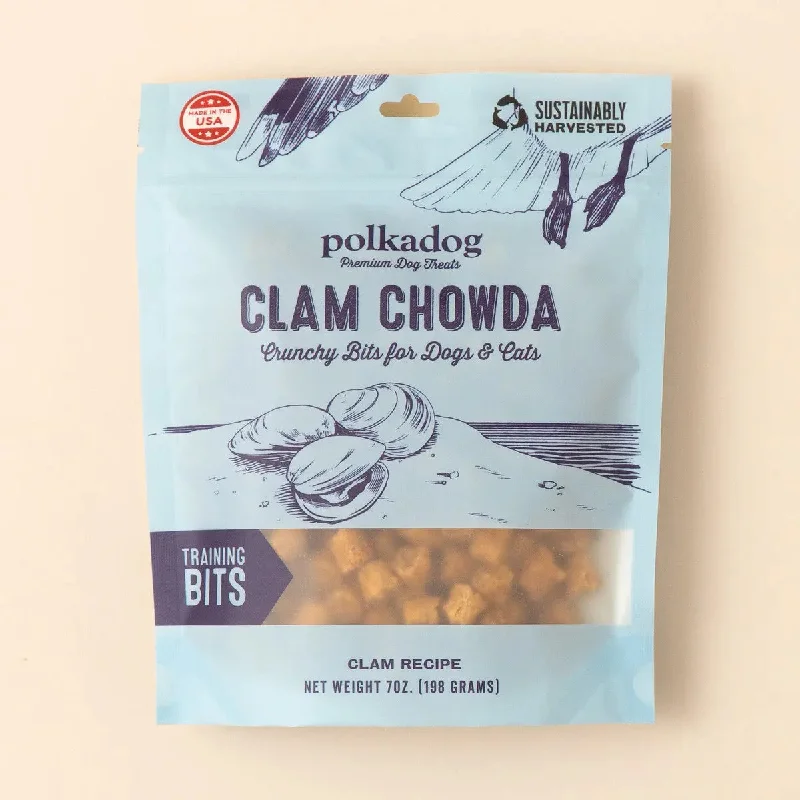 Polkadog Clam Chowda Training Bits Crunchy Dog and Cat Treats