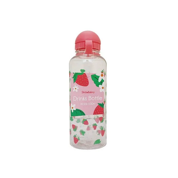 Printed Drinks Bottle Strawberry 600ml