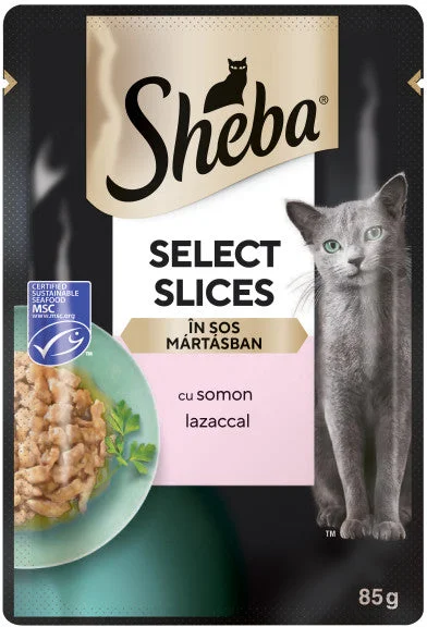 SHEBA Select Slices Plic hrană umedă pentru pisici adulte, cu somon in sos 85g