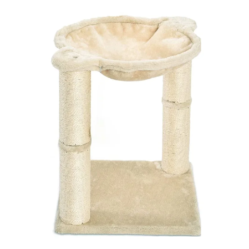 Skatrs Claw Tower Cat Tree with Hammock and Dual Scratching Post Toy (Beige)